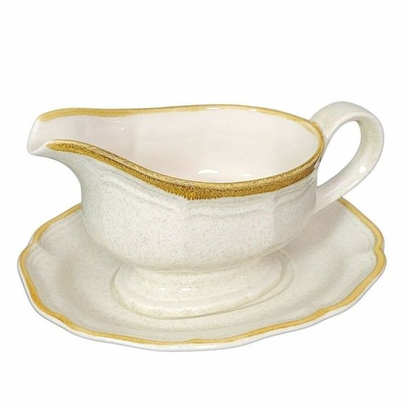 Vintage Mikasa Stoneware Whole Wheat Gravy Boat & Spill‎ Under Plate Japan - Picture 1 of 9